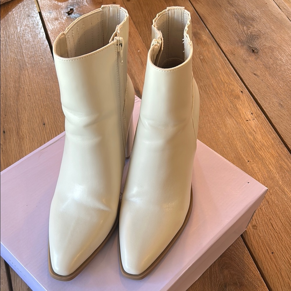 Elegant Cream Ankle Boots